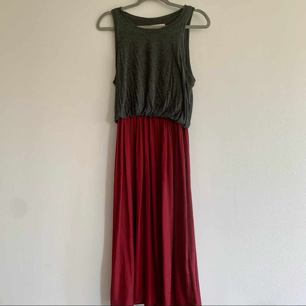 Ann Taylor Loft grey and burgundy dress, size M